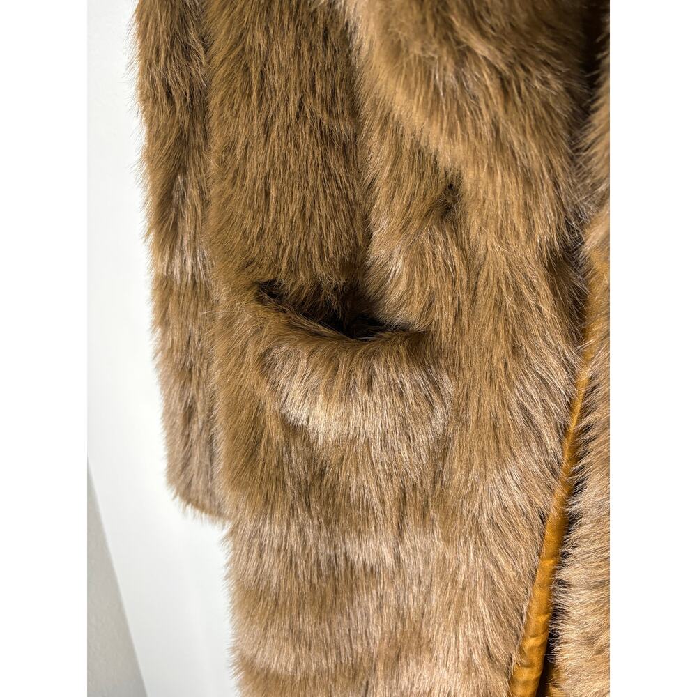 Lovers + Friends Vincent Coat Faux Fur Open Front Mob Wife Quiet Luxury Winter S - Picture 10 of 10